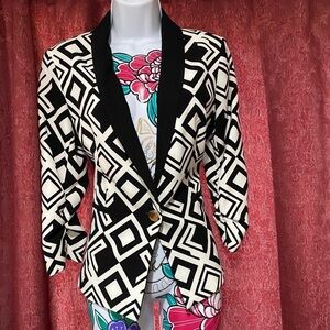 Cartise Black White Print Blazer Jacket